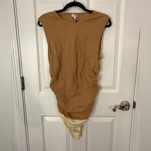 S’edge Tan Sleeveless Bodysuit Size L